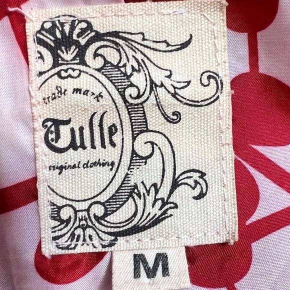 Gorgeous Tulle Bright Red Wool Blend Coat with Red & White Print Lining … - Picture 5 of 9